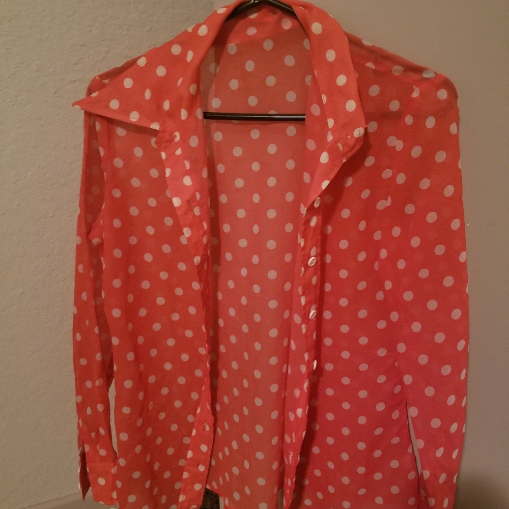 Orange polka dot blouse